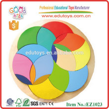 EZ1023 Дошкольные красочные круглые деревянные шаблоны